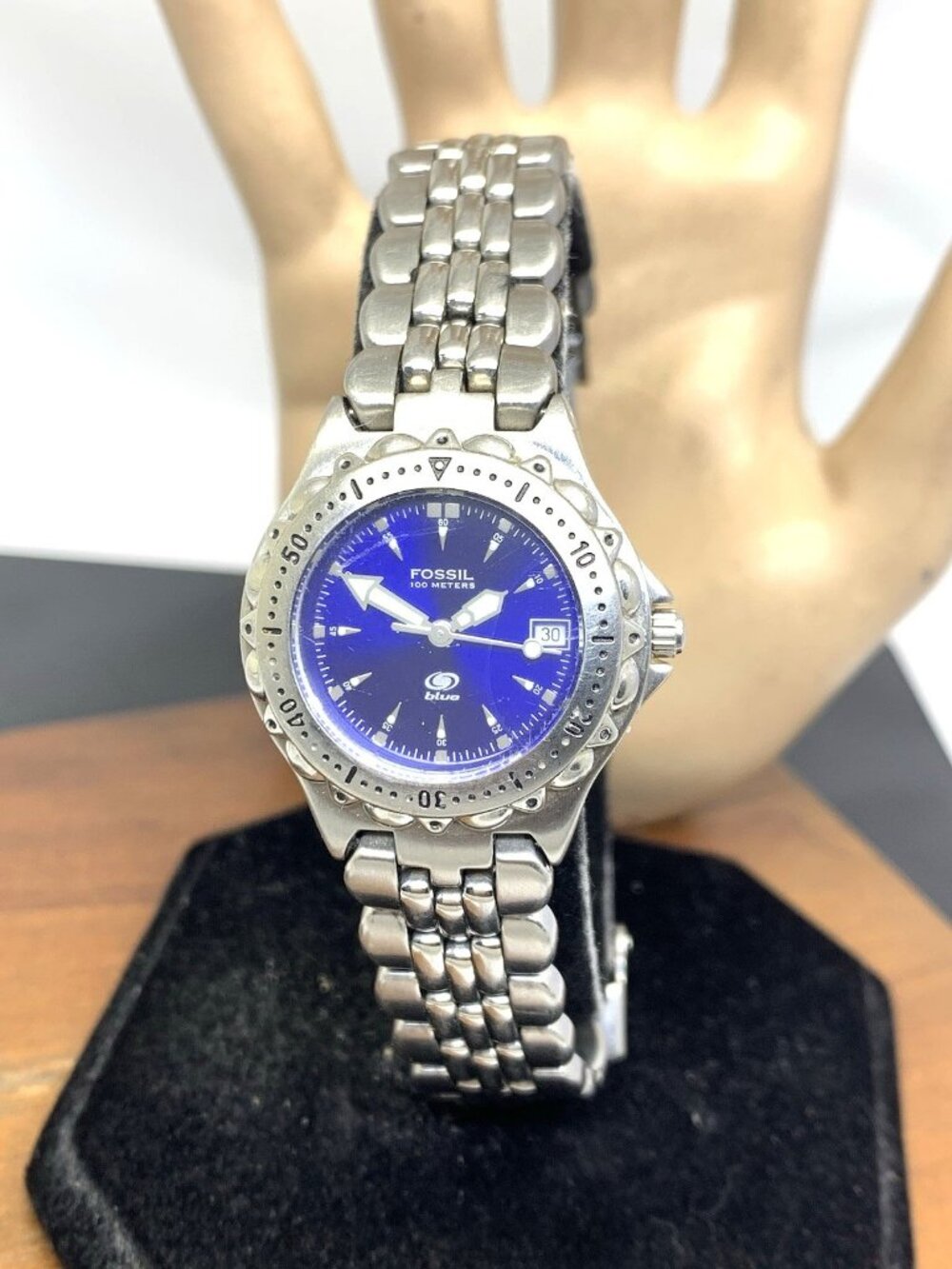 Fossil Women's Watch AM-3594 Quartz Blue Dial Silver Stainless Steel 29mm